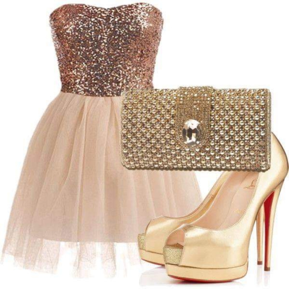 RICKETY RACK #54 Peach Tulle Sequin Mesh Party Dress